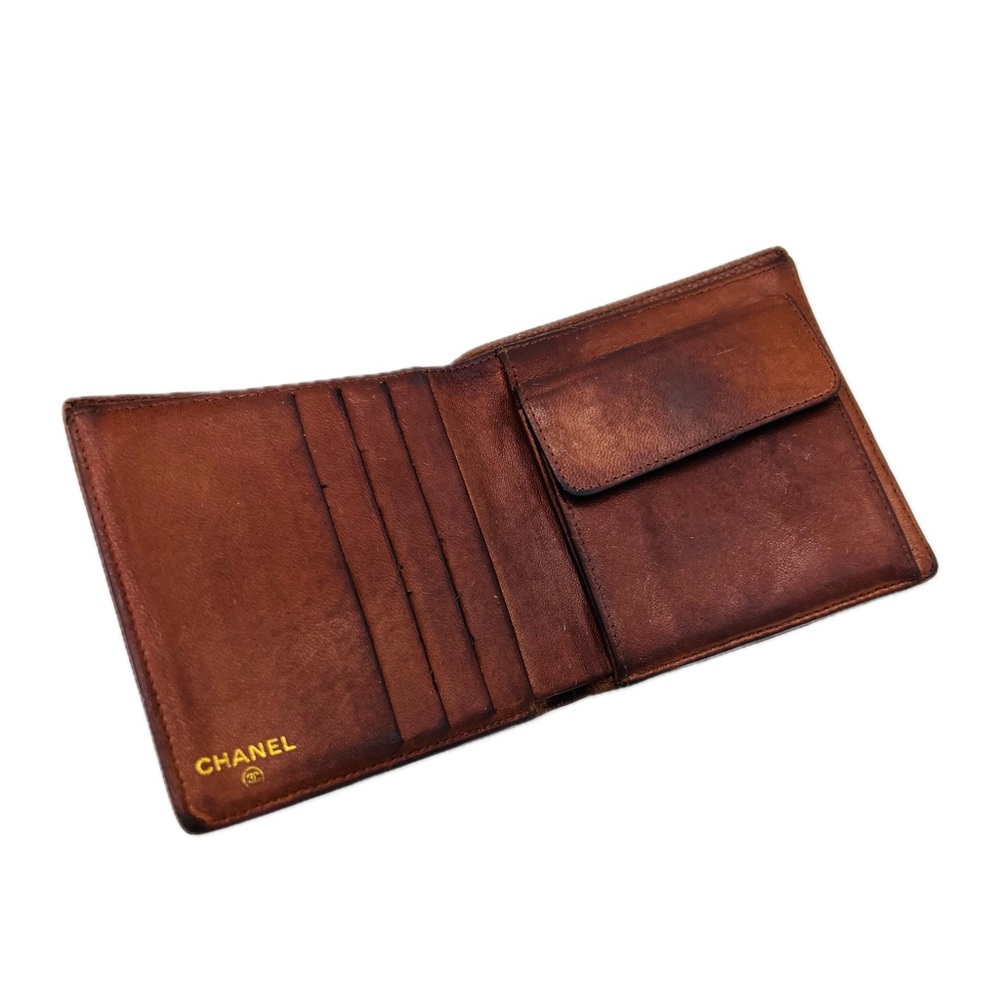 CHANEL Brown Caviar Bifold Wallet Mens Womens Unisex Vintage 1999 Authentic - Picture 5 of 16
